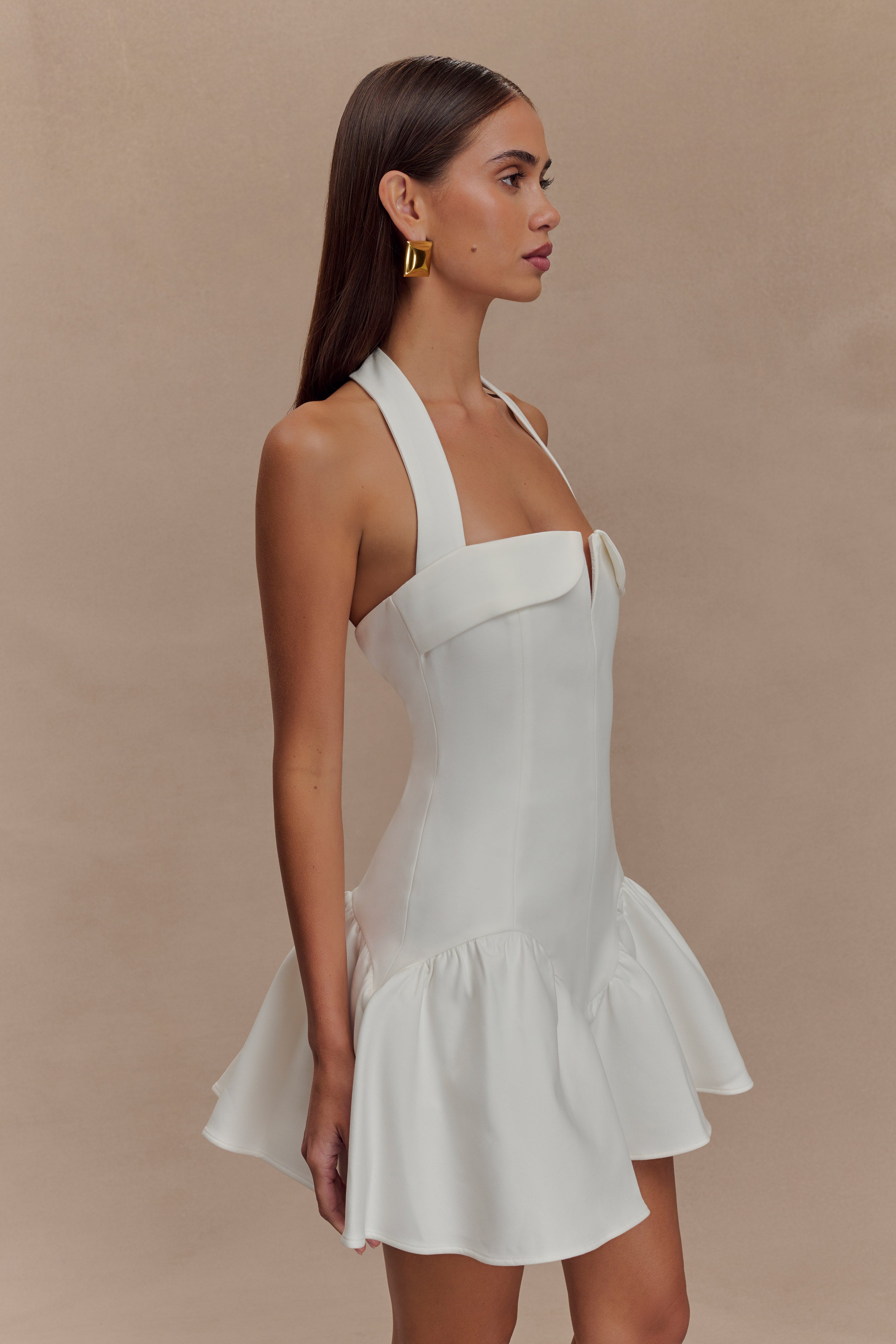 Calipso Halter Mini Dress - White