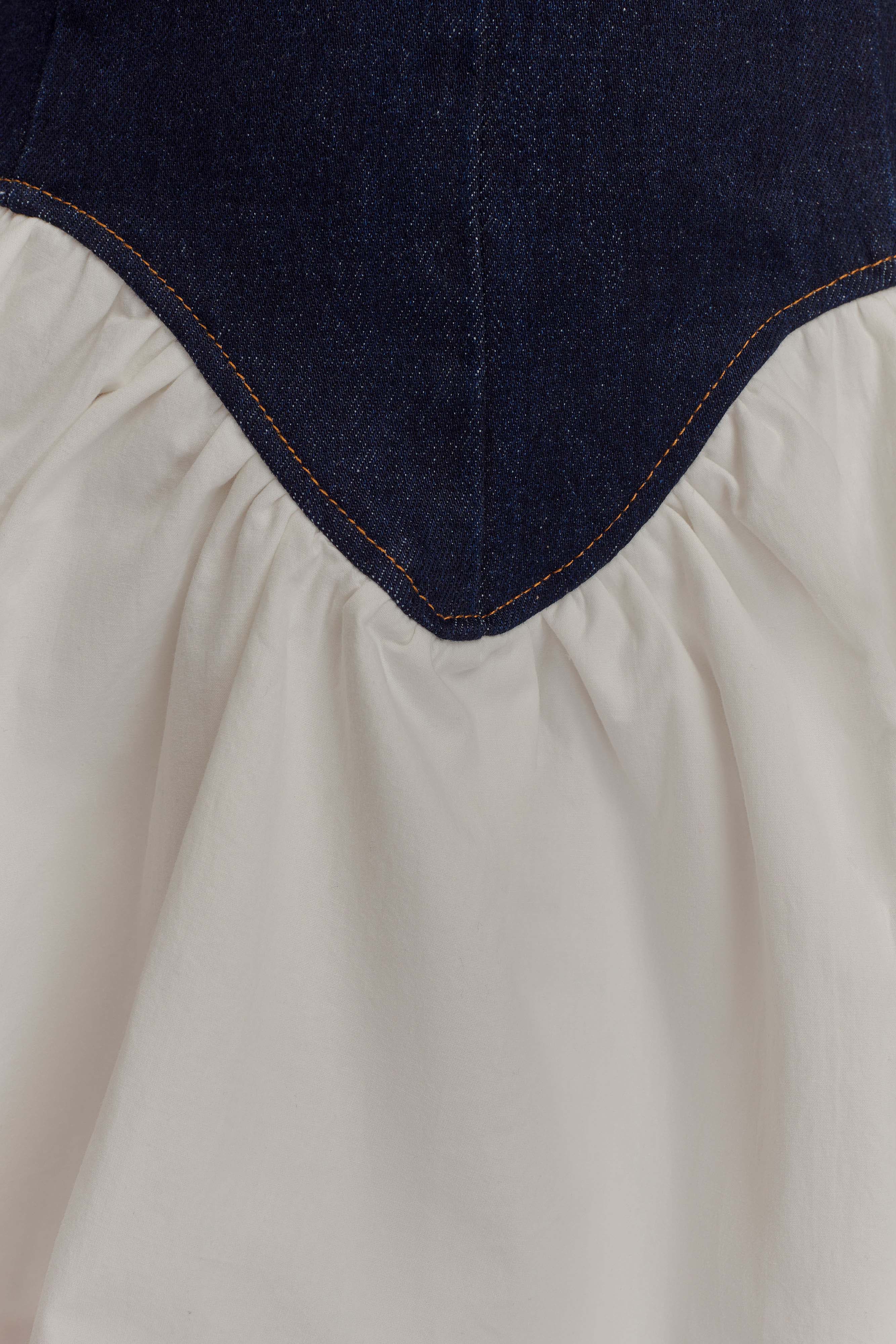 Merlyn Denim Cotton Mini Dress - Indigo Blue