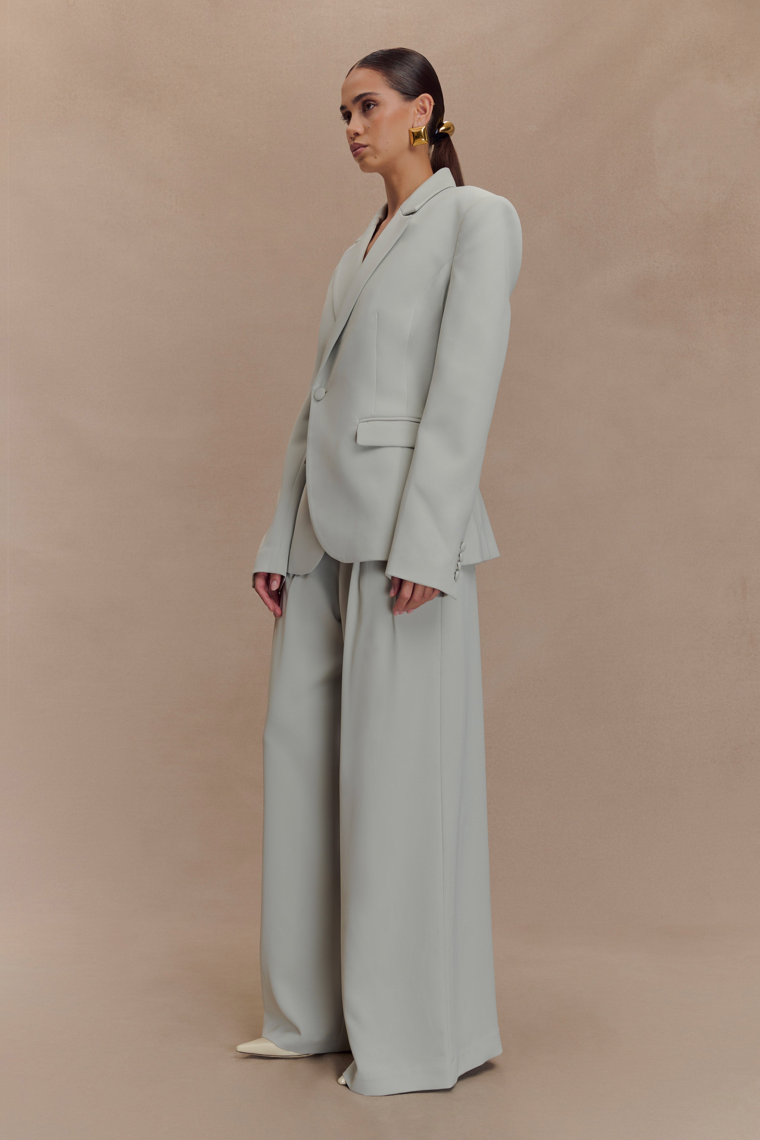 Jameson Cinched Suiting Blazer - Light Sage