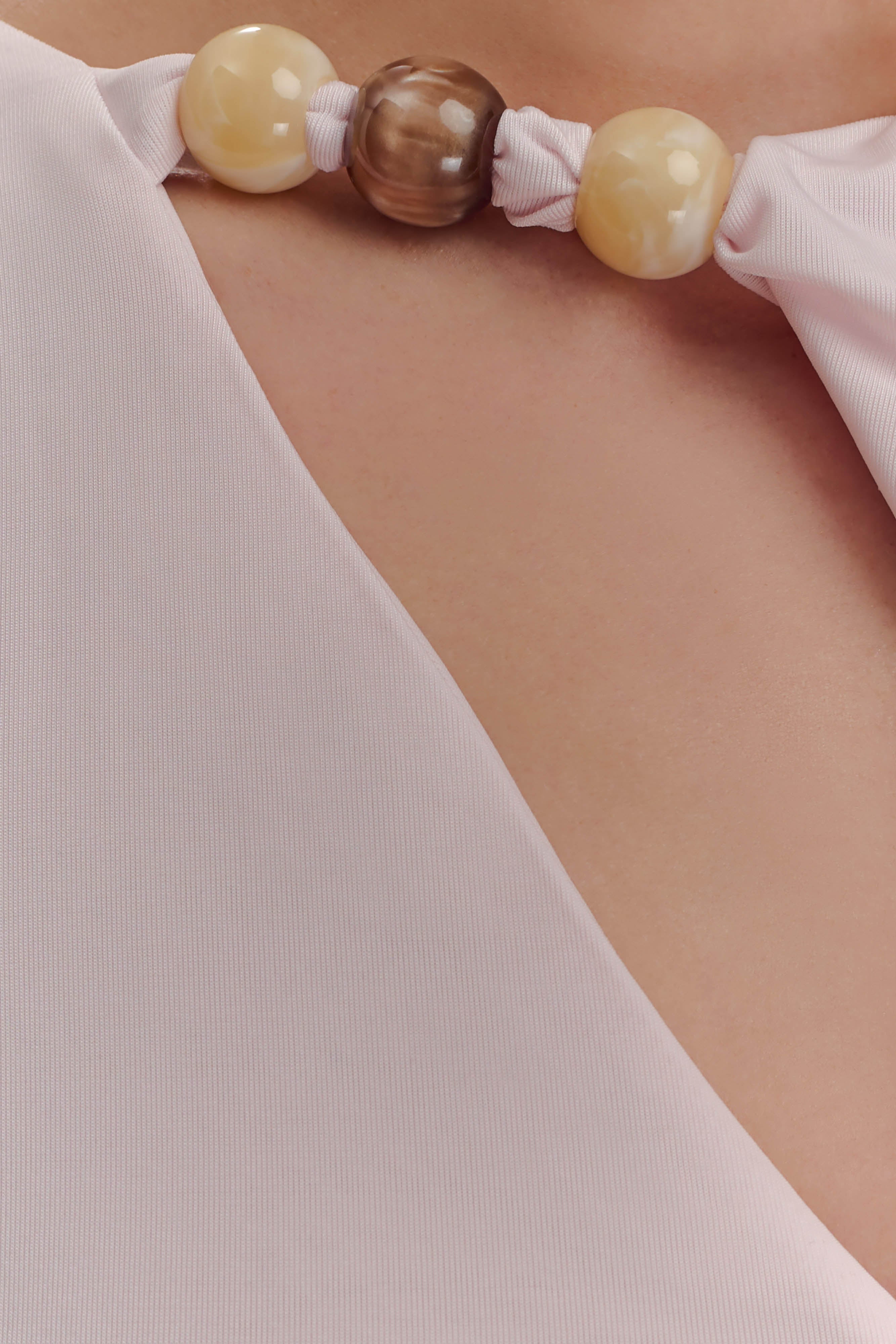 Alicent Slinky Beaded Top - Pale Pink