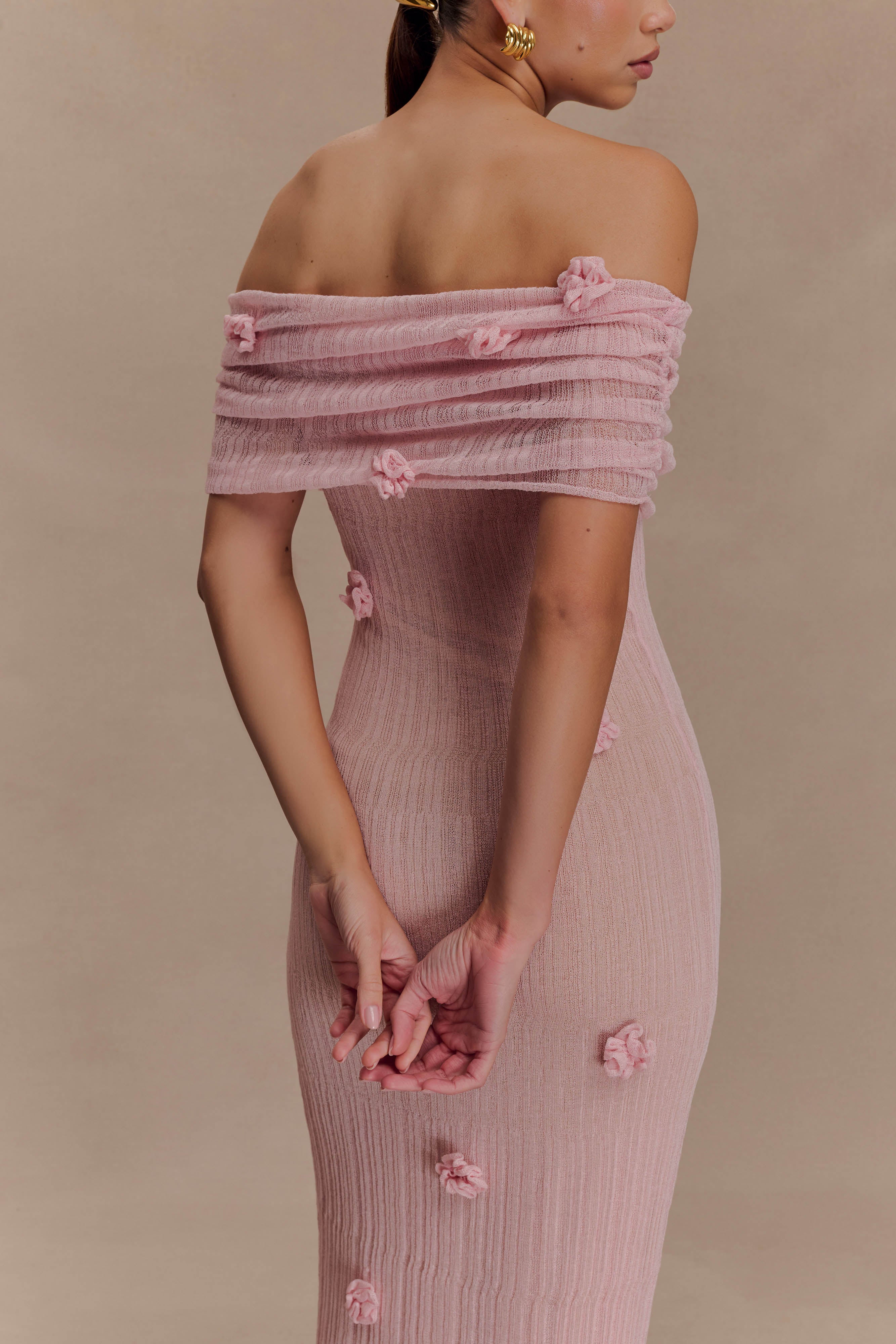 Brynn Orchid Knit Maxi Dress - Pastel Pink