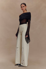 Carmella Embroided Jeans - Ecru