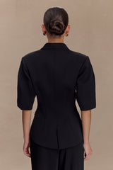 Opal Puff Sleeve Suiting Top - Black