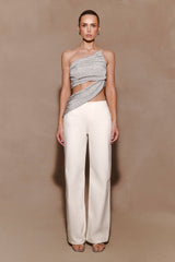 Corah Lurex Drape Knit Top - Silver