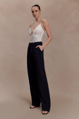 Maude Crepe Straight Leg Pants - Black