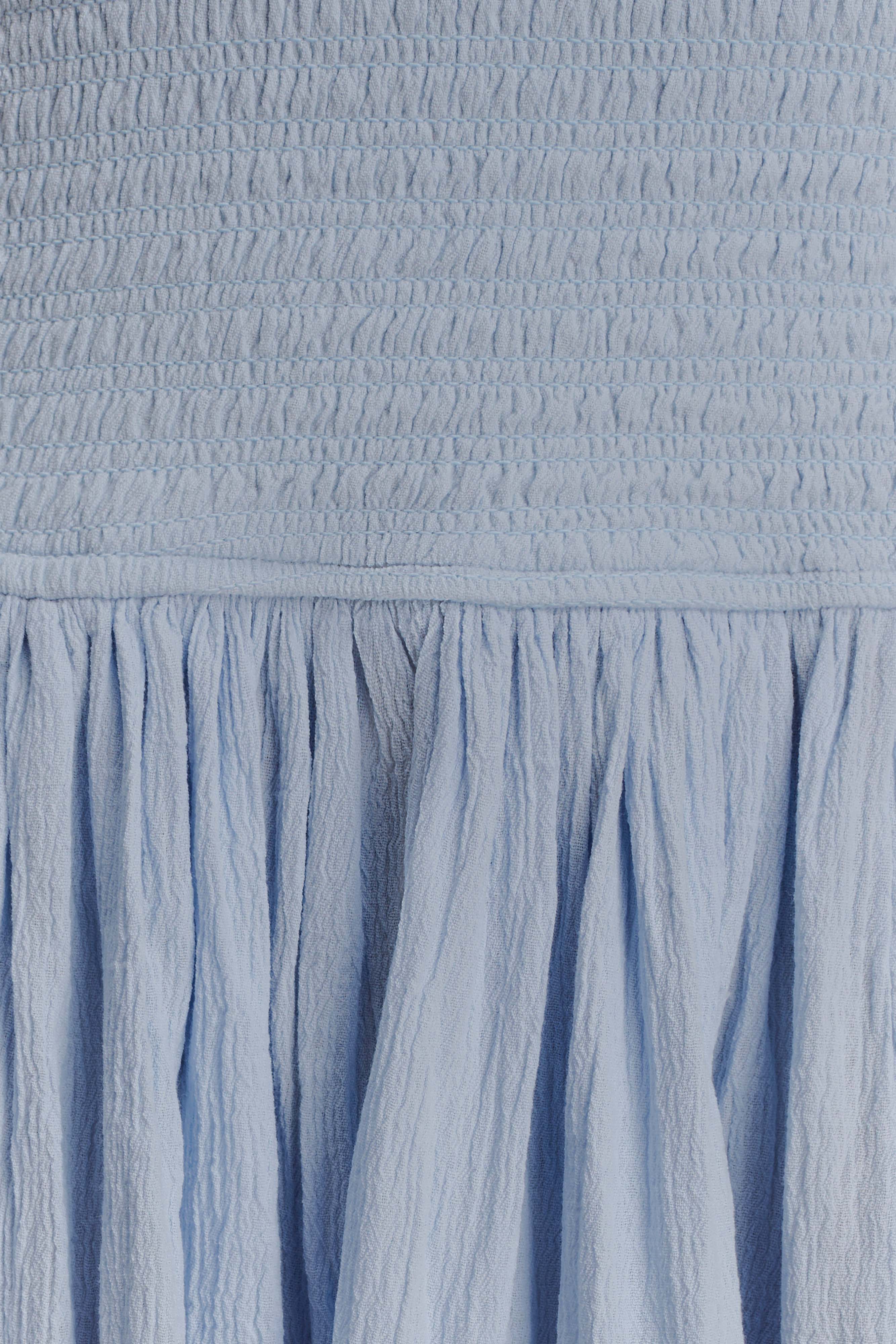 Maureen Cotton Shirring Maxi Dress - Powder Blue