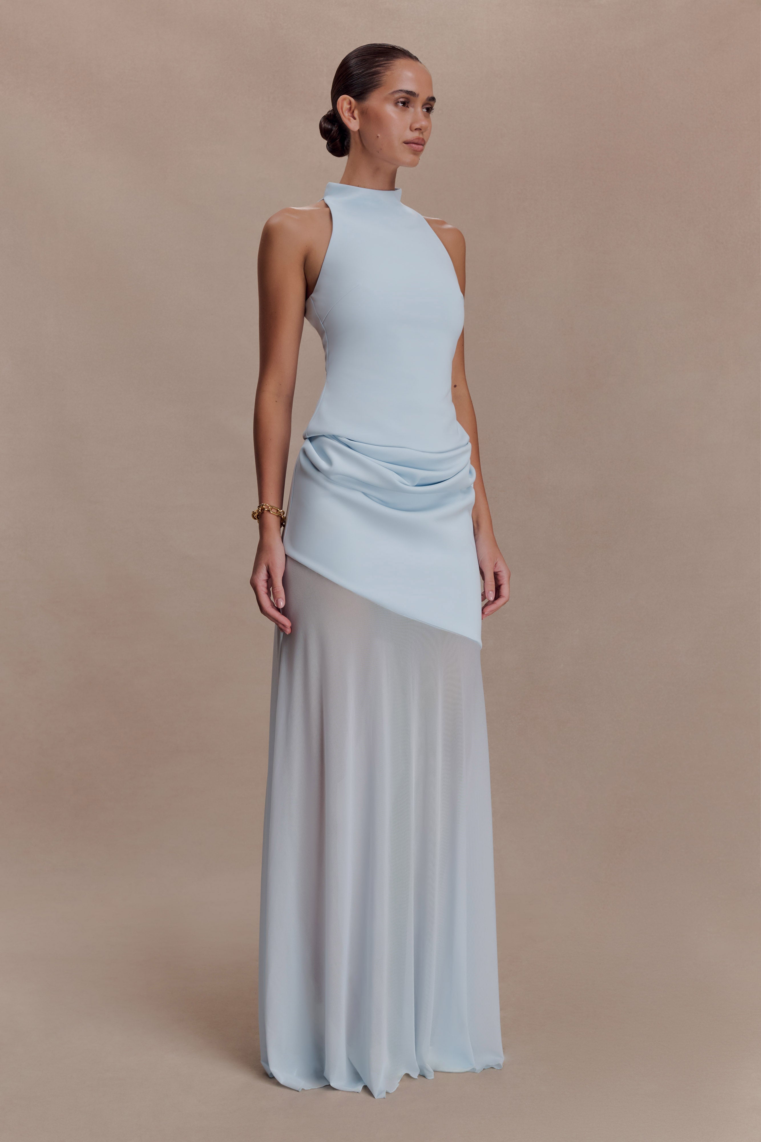 Portia Scuba Sleeveless Top - Pale Blue