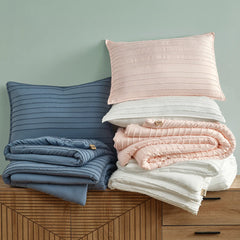 Home Devon Comforter Set Twin/TXL - BRIGHT WHITE TEXTURE STRIPE
