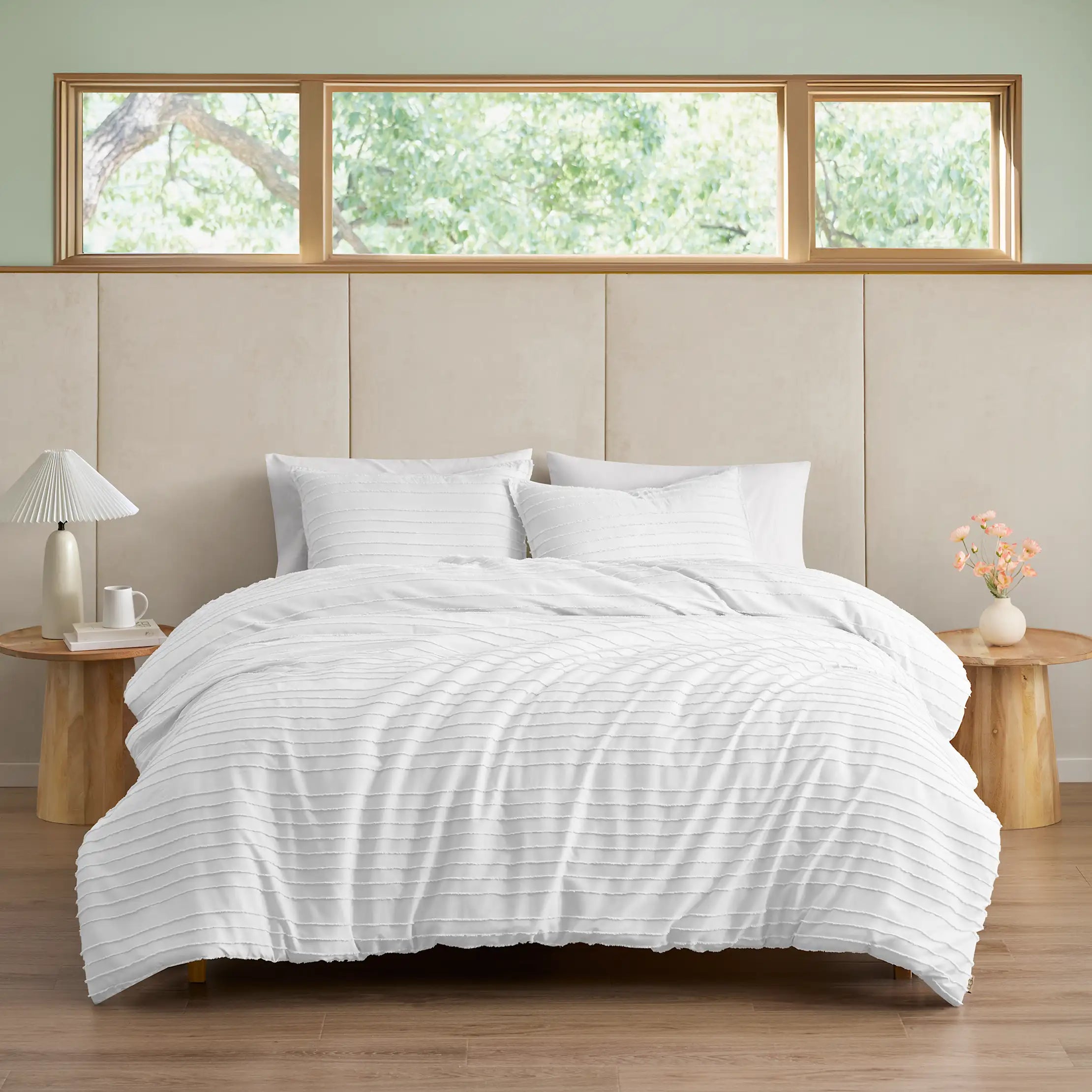 Home Devon Comforter Set King - BRIGHT WHITE TEXTURE STRIPE