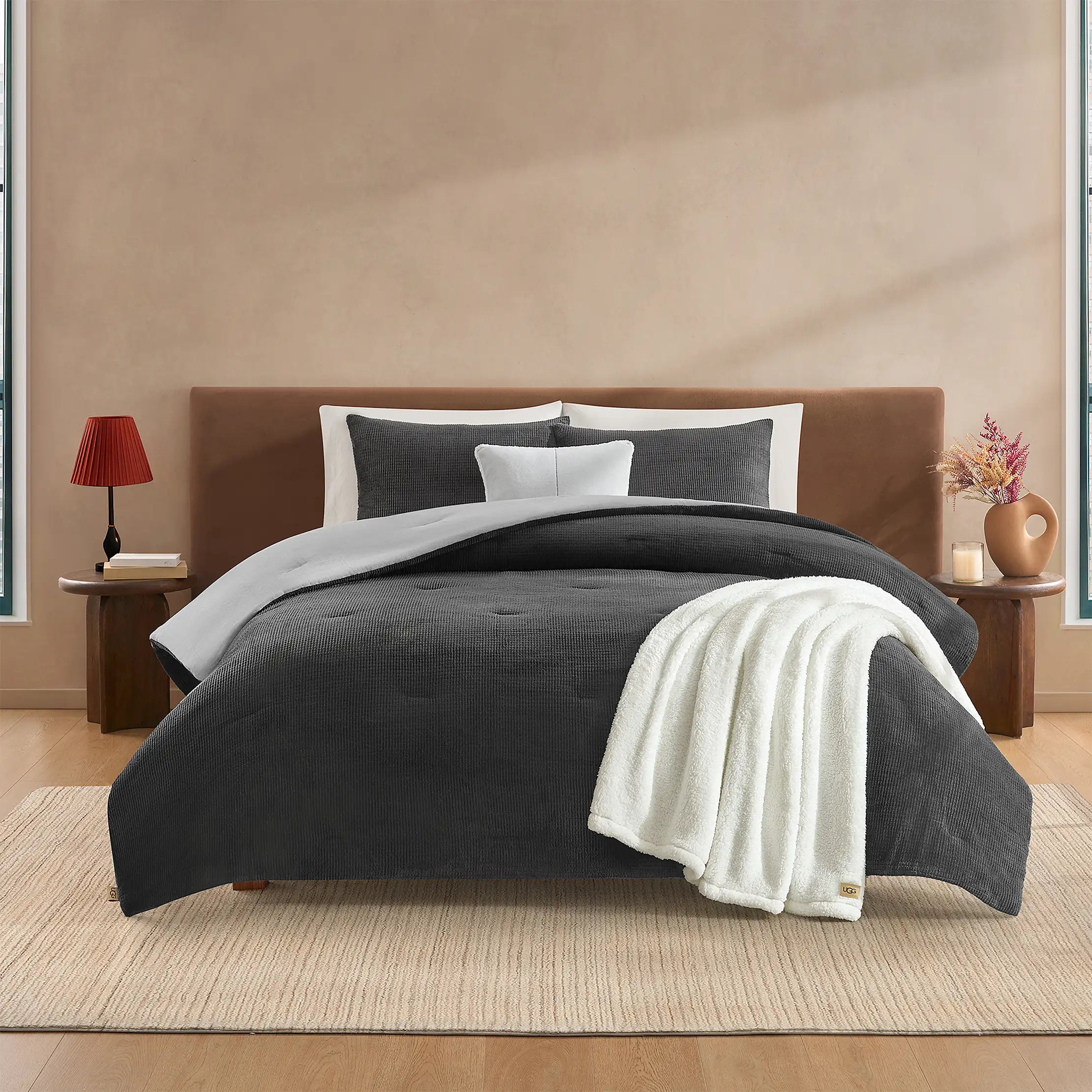 Home Brody Comforter Set King - CHARCOAL