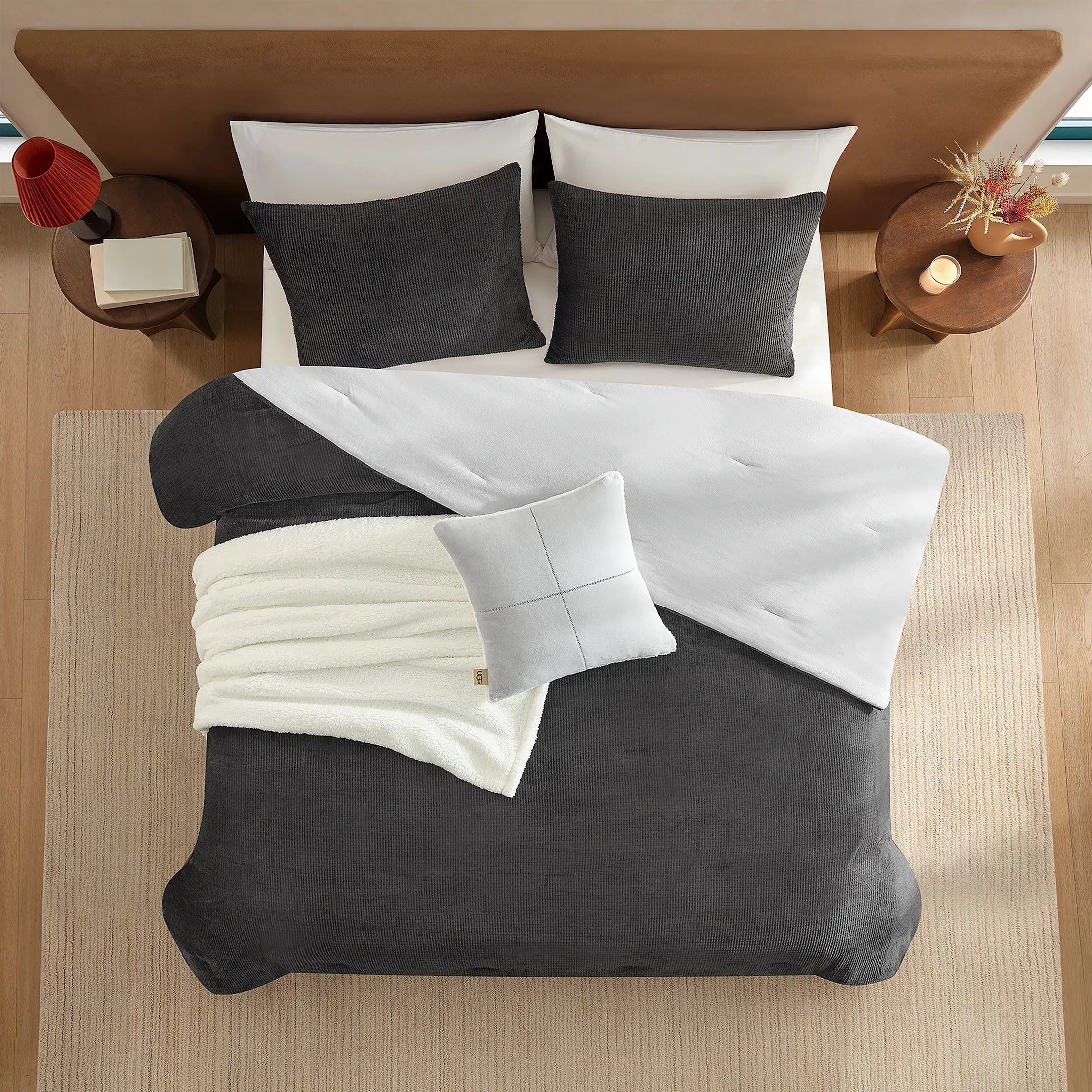 Home Brody Comforter Set King - CHARCOAL