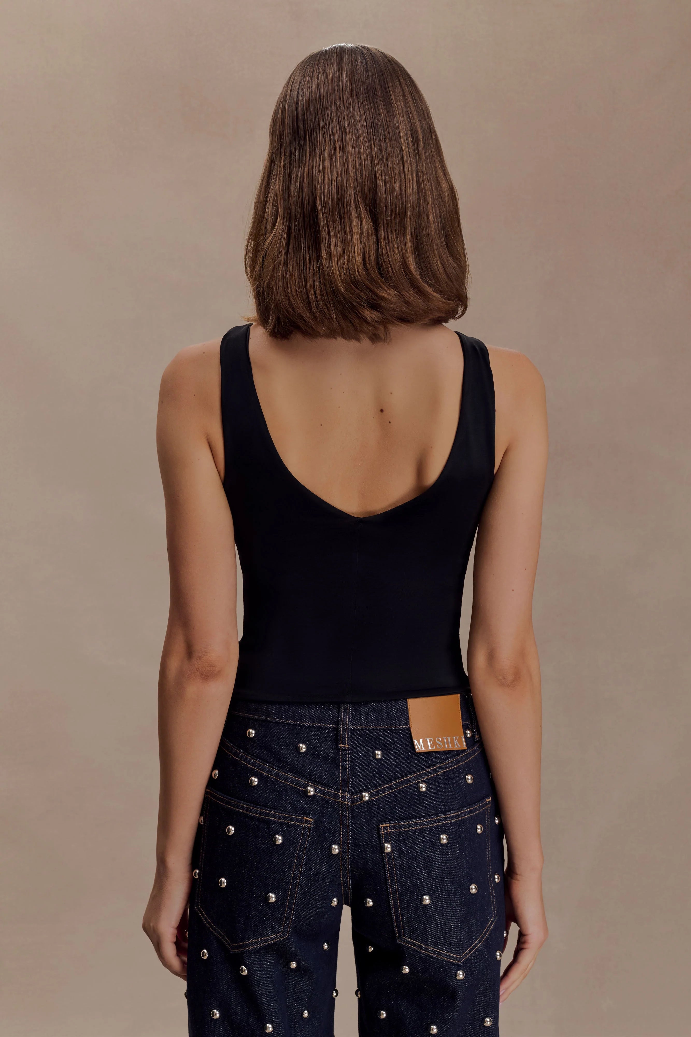 Spencer Slinky Top with Hardware - Black