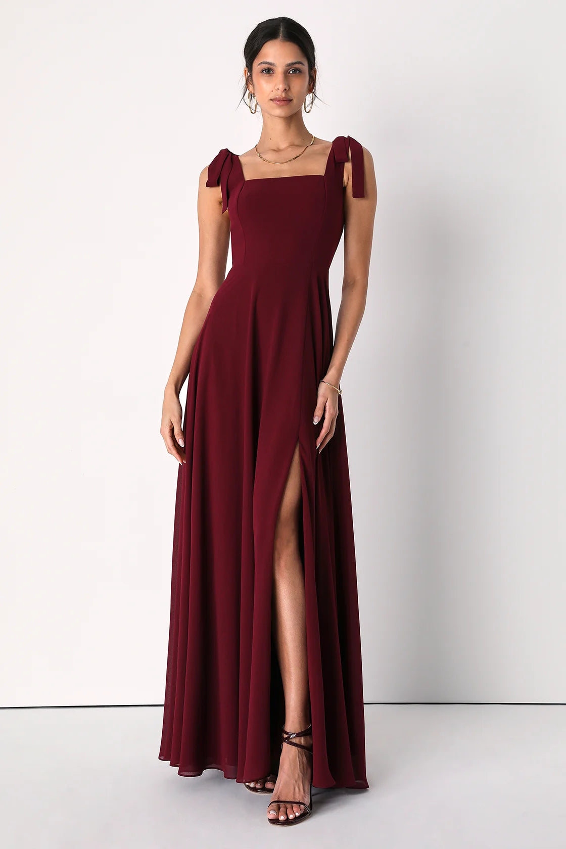 Love Me Forever Olive Green Tie-Strap Square Neck Maxi Dress