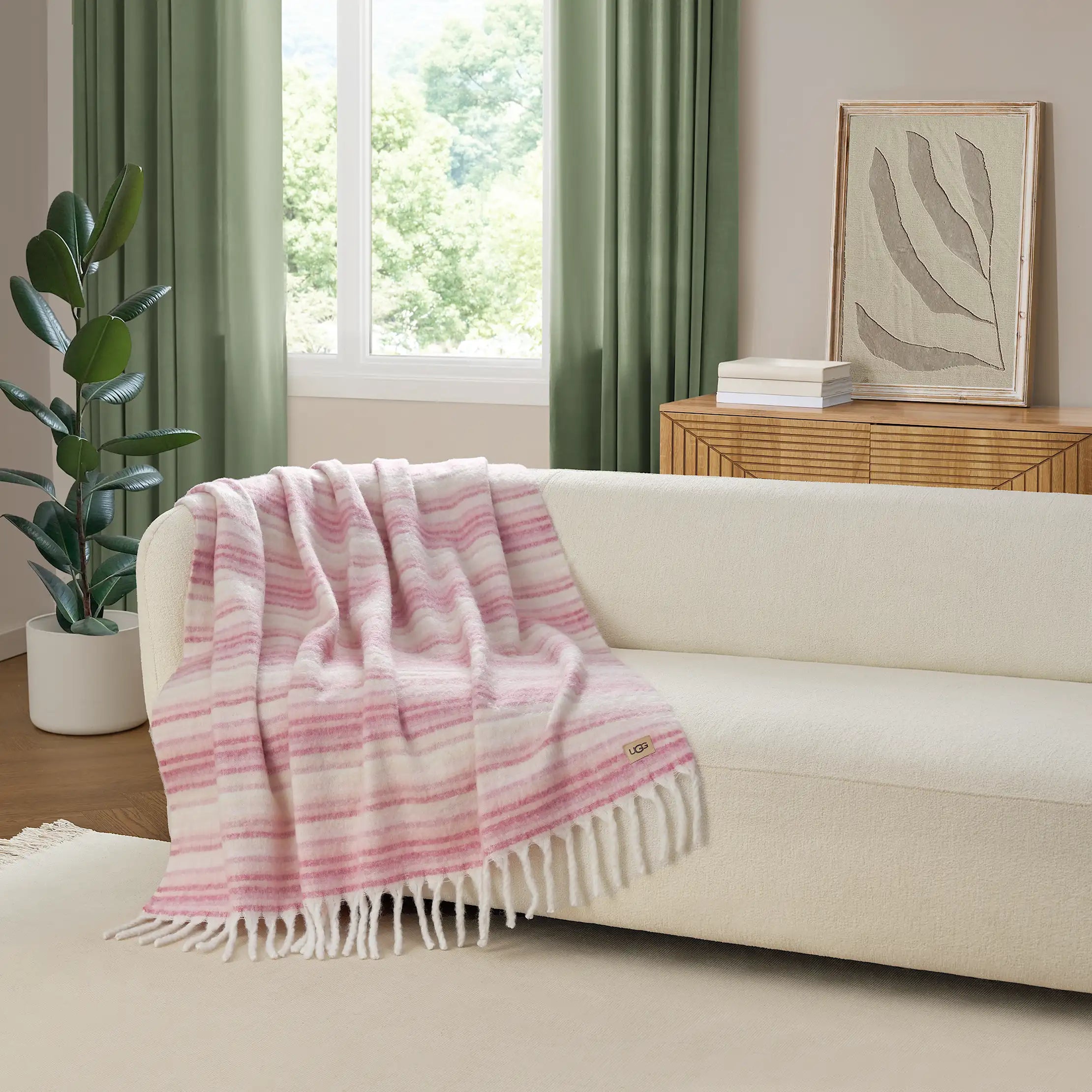 Home Joana Throw 50"x70" - CRÈME / DUSTY ORCHID