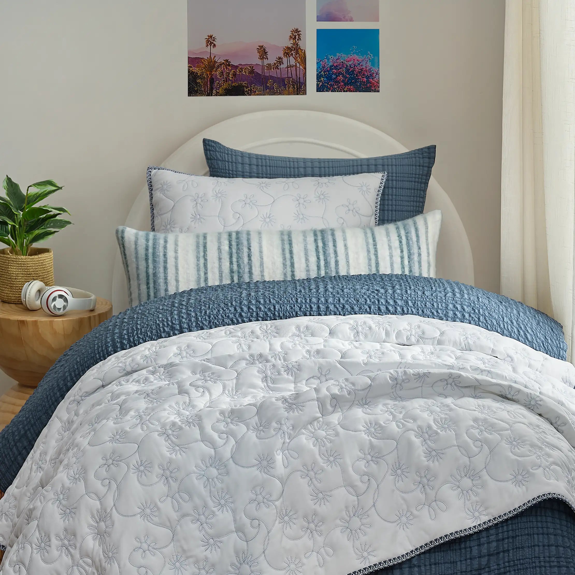 Home Botanic Quilt Set T/TXL - SNOW / LILAC HINT
