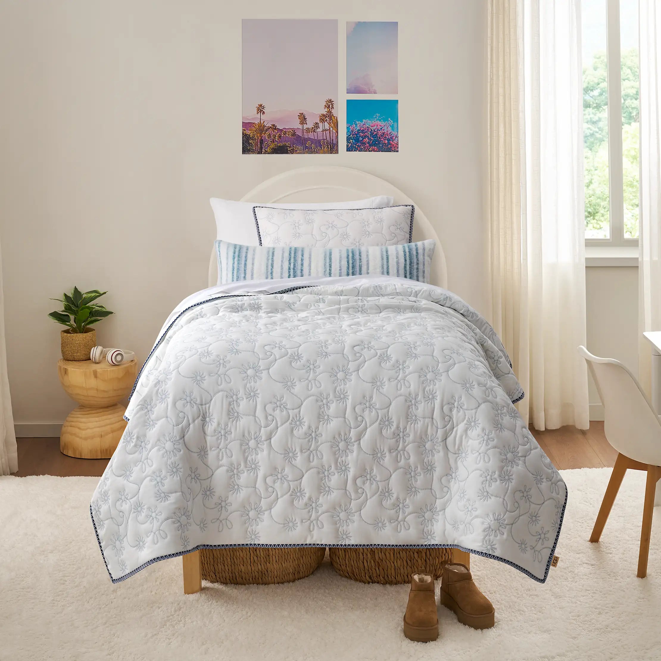 Home Botanic Quilt Set T/TXL - SNOW / LILAC HINT