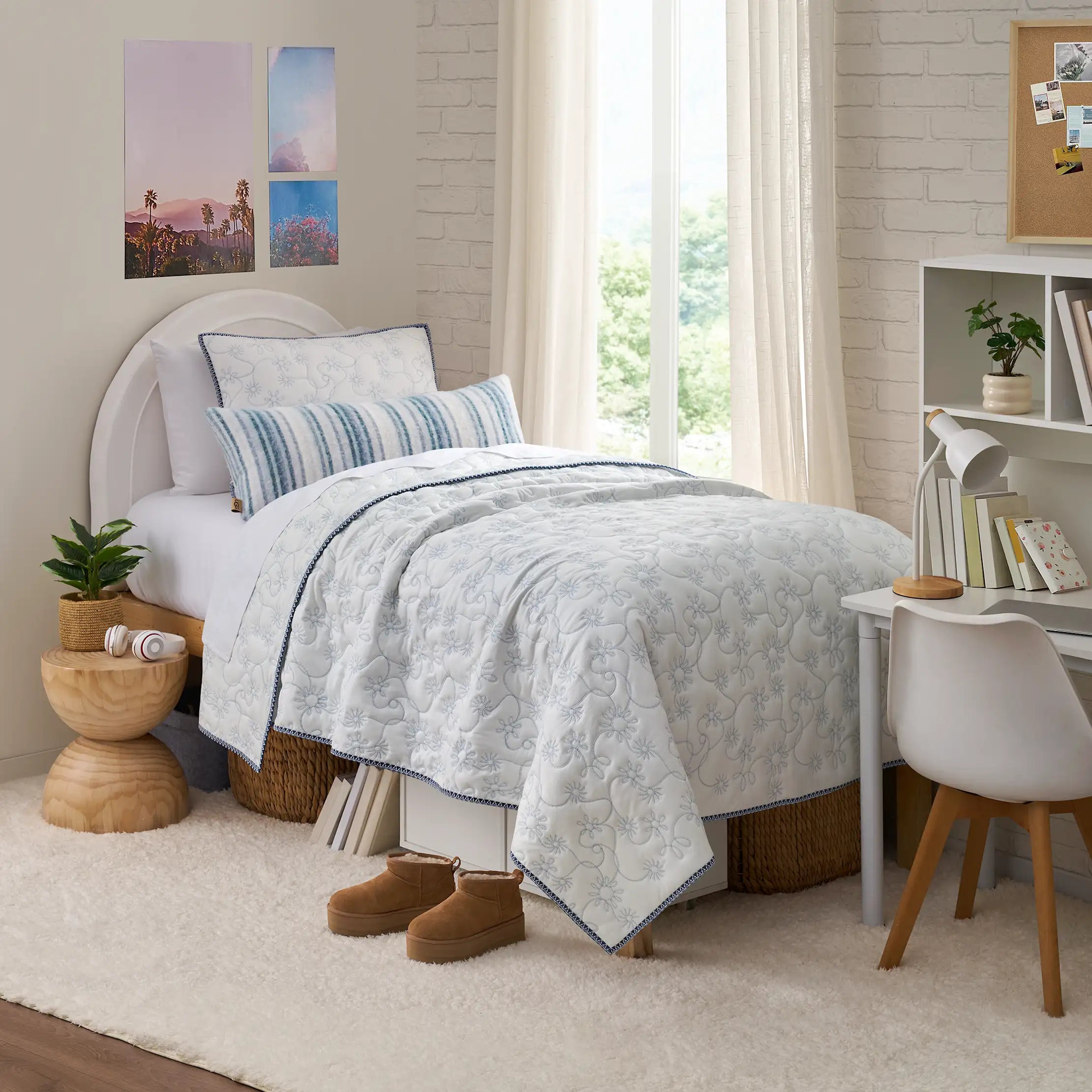 Home Botanic Quilt Set T/TXL - SNOW / LILAC HINT