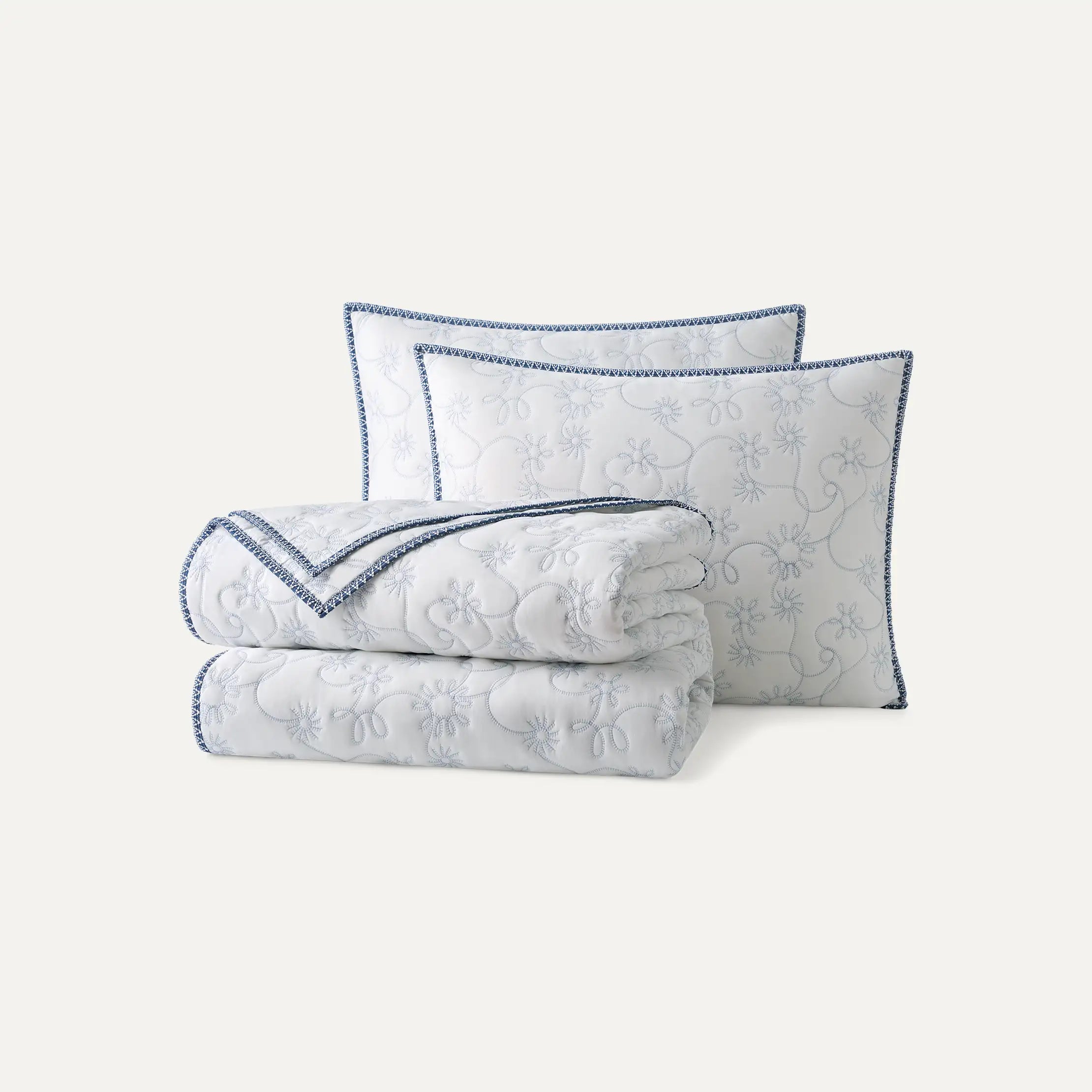 Home Botanic Quilt Set Queen - SNOW / LILAC HINT