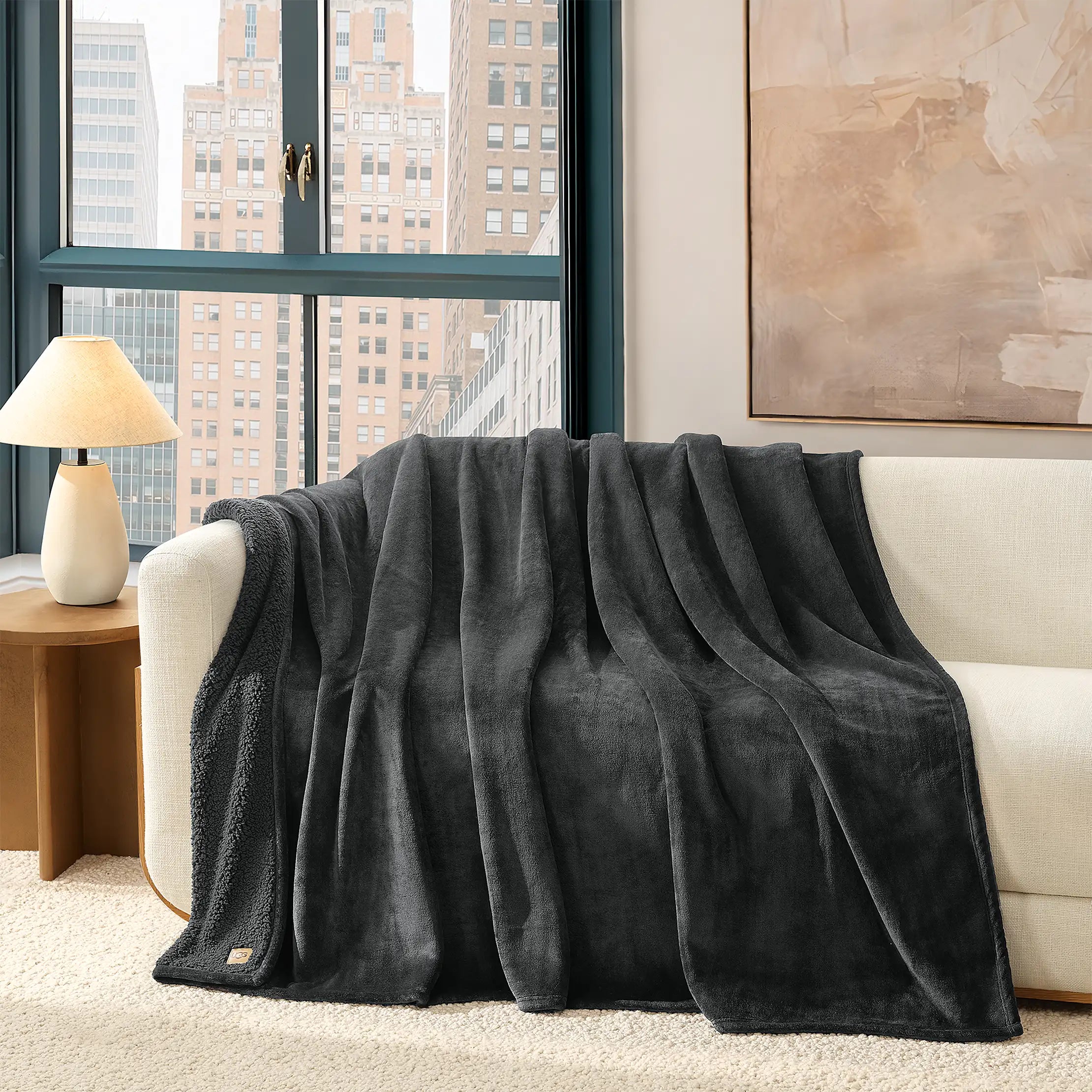 Home Avery XL Throw 90"x92" - CHARCOAL