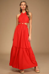 Island Vacay Cream Tie-Back Maxi Dress