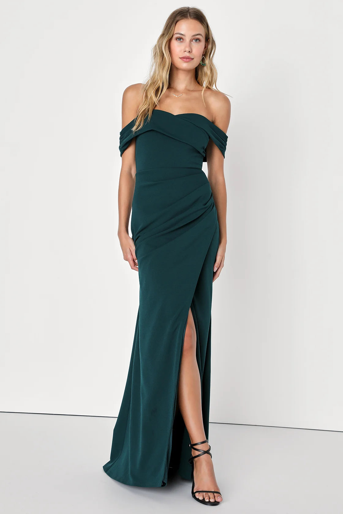 High-Class Presence Plum Off-the-Shoulder Maxi Dress