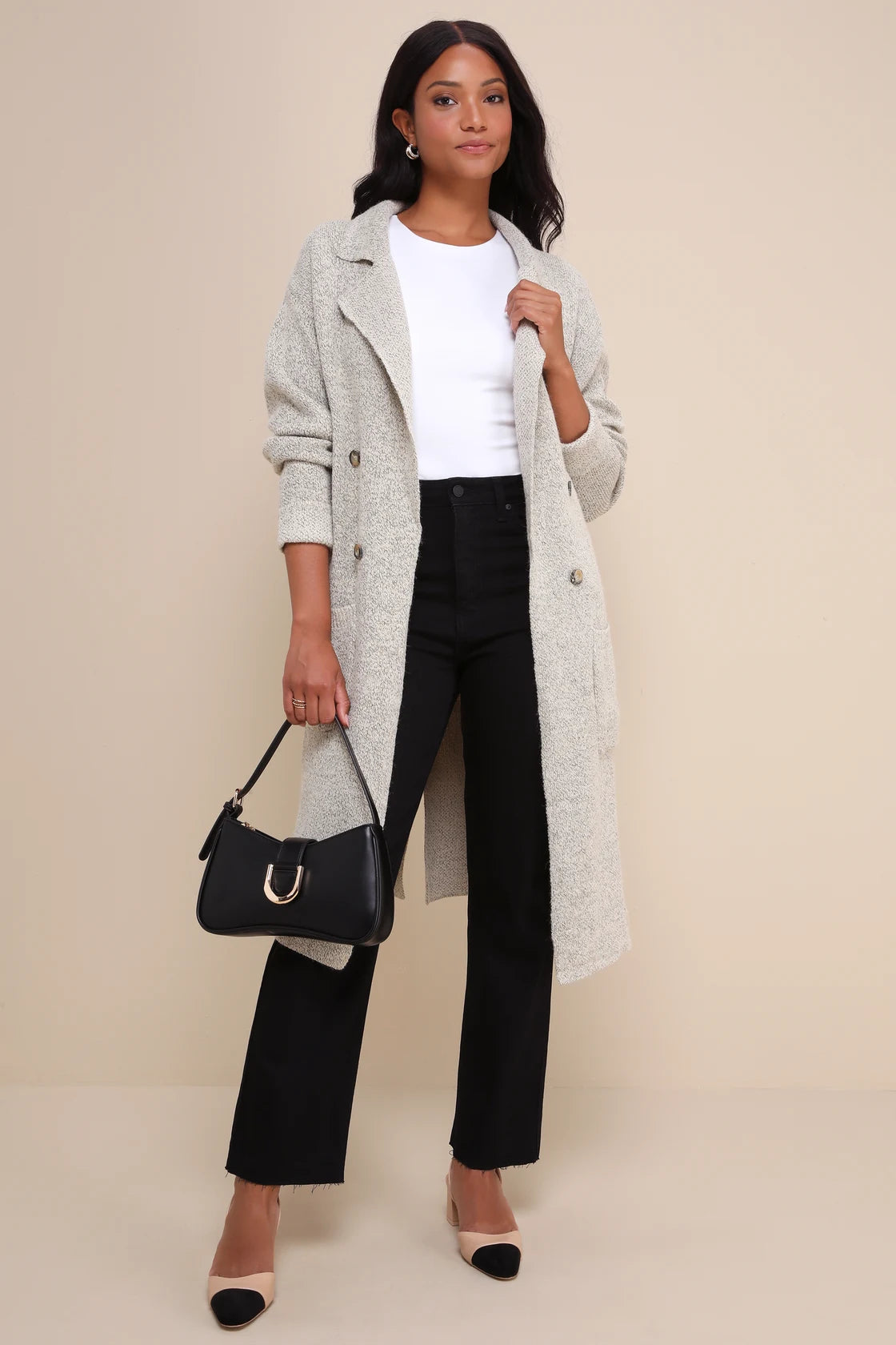 Cuddle Club Beige Marled Long Sleeve Coatigan