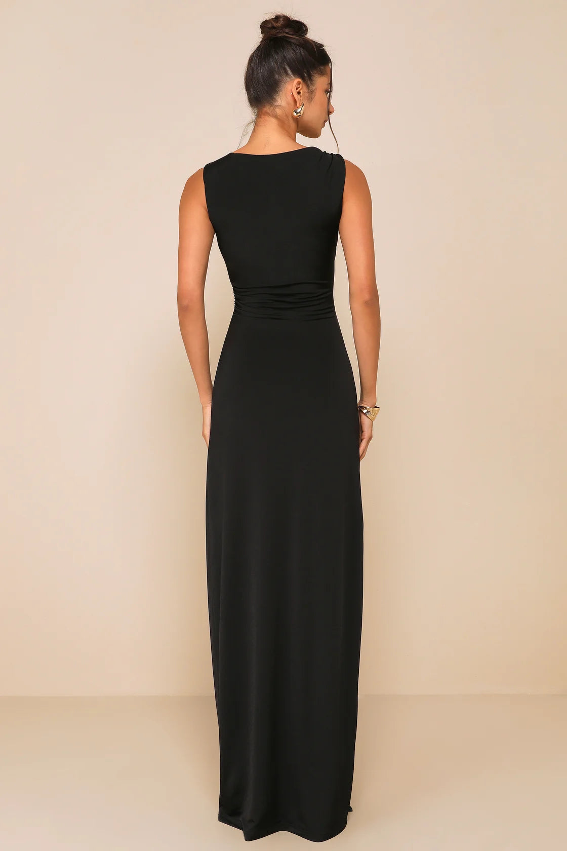 Significant Allure Red Slinky Knit Ruched Maxi Dress