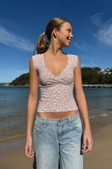 Pink and Brown Blue Floral / XS/S