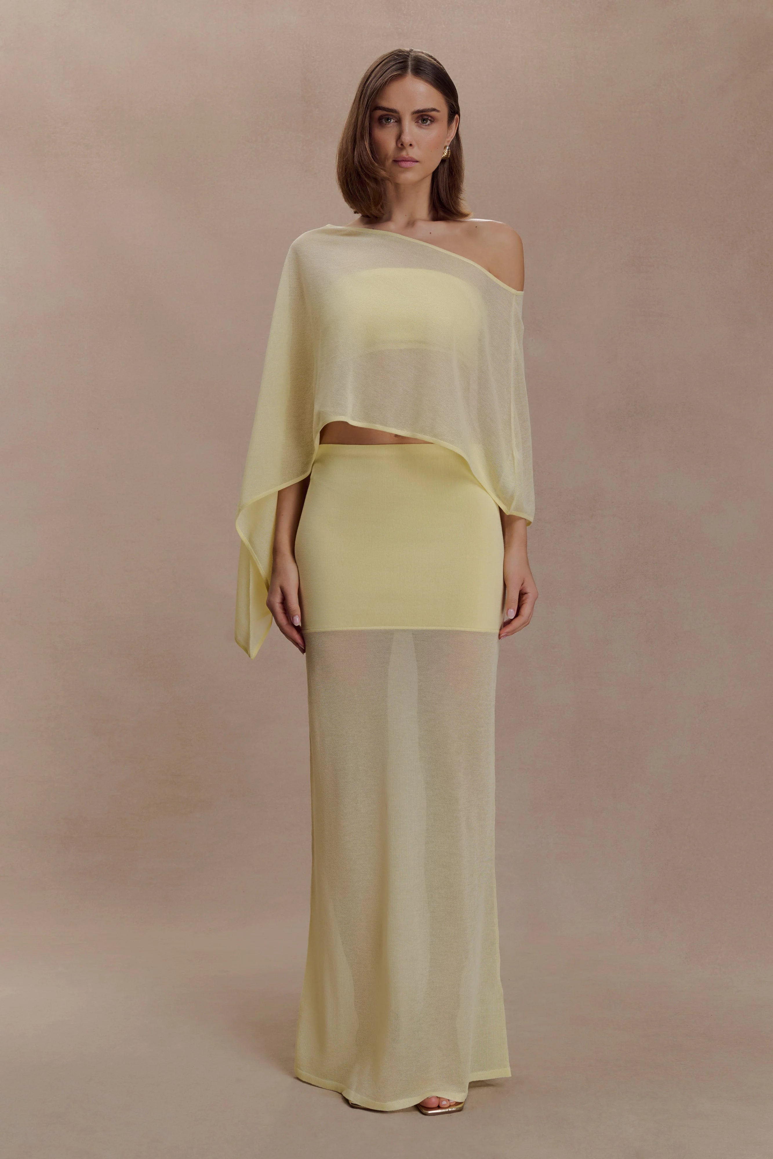 Lyra Sheer Knit Cape - Lemon