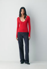 HomeStretch™ Rib Acoustic Henley - FLASHING RED