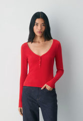 HomeStretch™ Rib Acoustic Henley - FLASHING RED