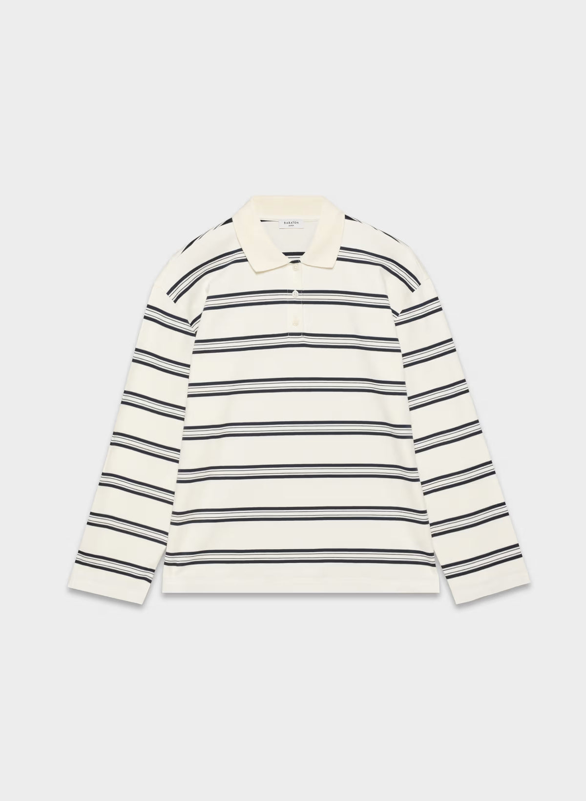 InterLock Cotton Eton Longsleeve - LT BIRCH/ DK NGHT NVY