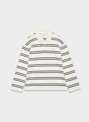 InterLock Cotton Eton Longsleeve - LT BIRCH/ DK NGHT NVY