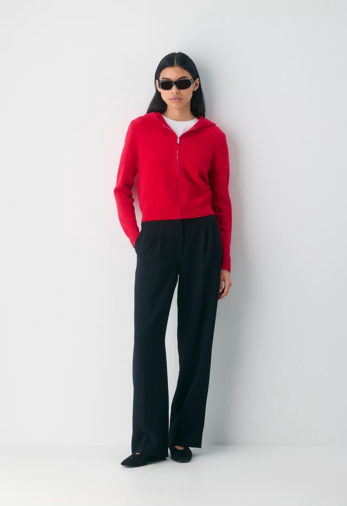 Essential Cashmere Idyllic Zip Hoodie - FLASHING RED