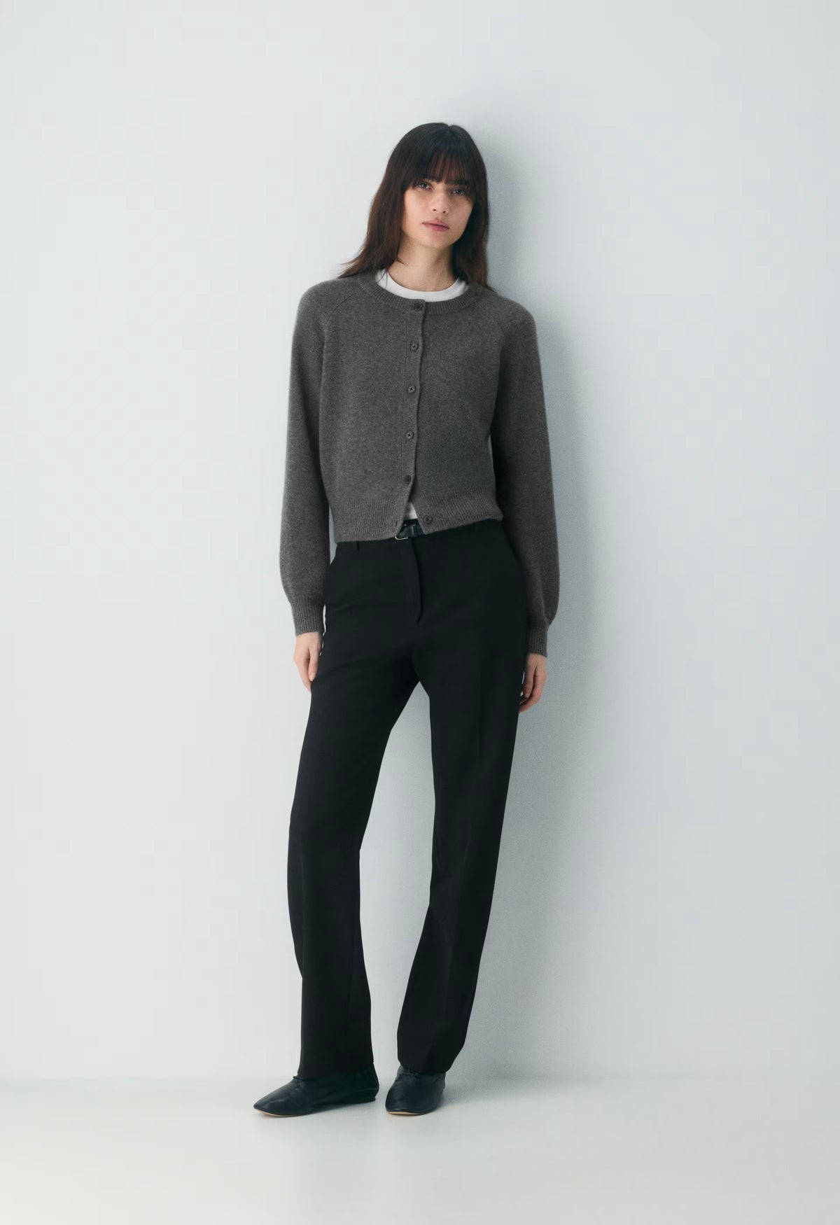 Essential Wool Cashmere London Cardigan - HEATHER CHARCOAL