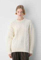 Heritage Knit Merino Wool Crew Sweater - WHISPER WHITE