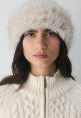 Cable Knit Merino Wool Mastery 1/4 Zip - WHISPER WHITE