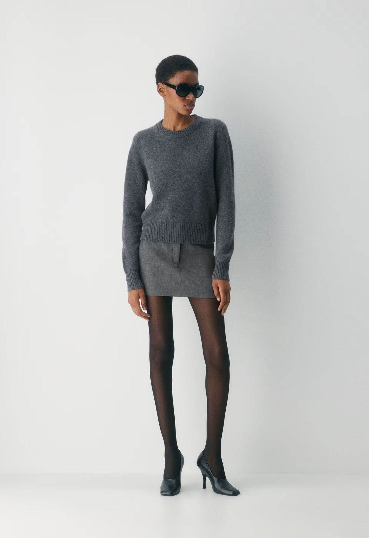 Essential Cashmere Nouveau Sweater - HEATHER CHARCOAL