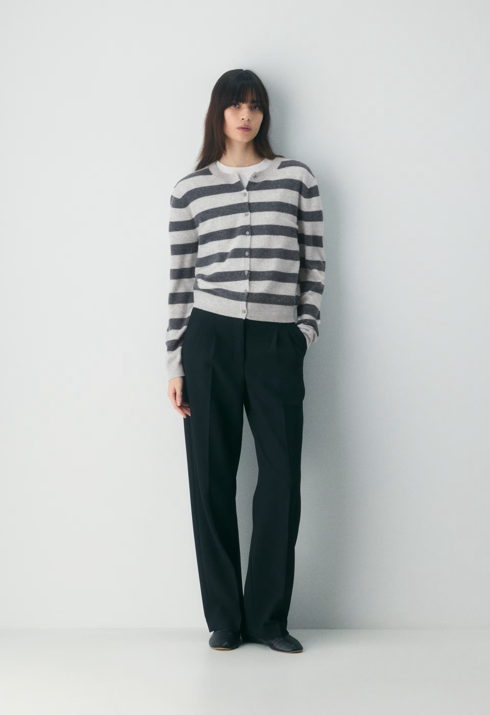 Bare Cashmere Noteworthy Cardigan - H CHROME/H CHARCOAL