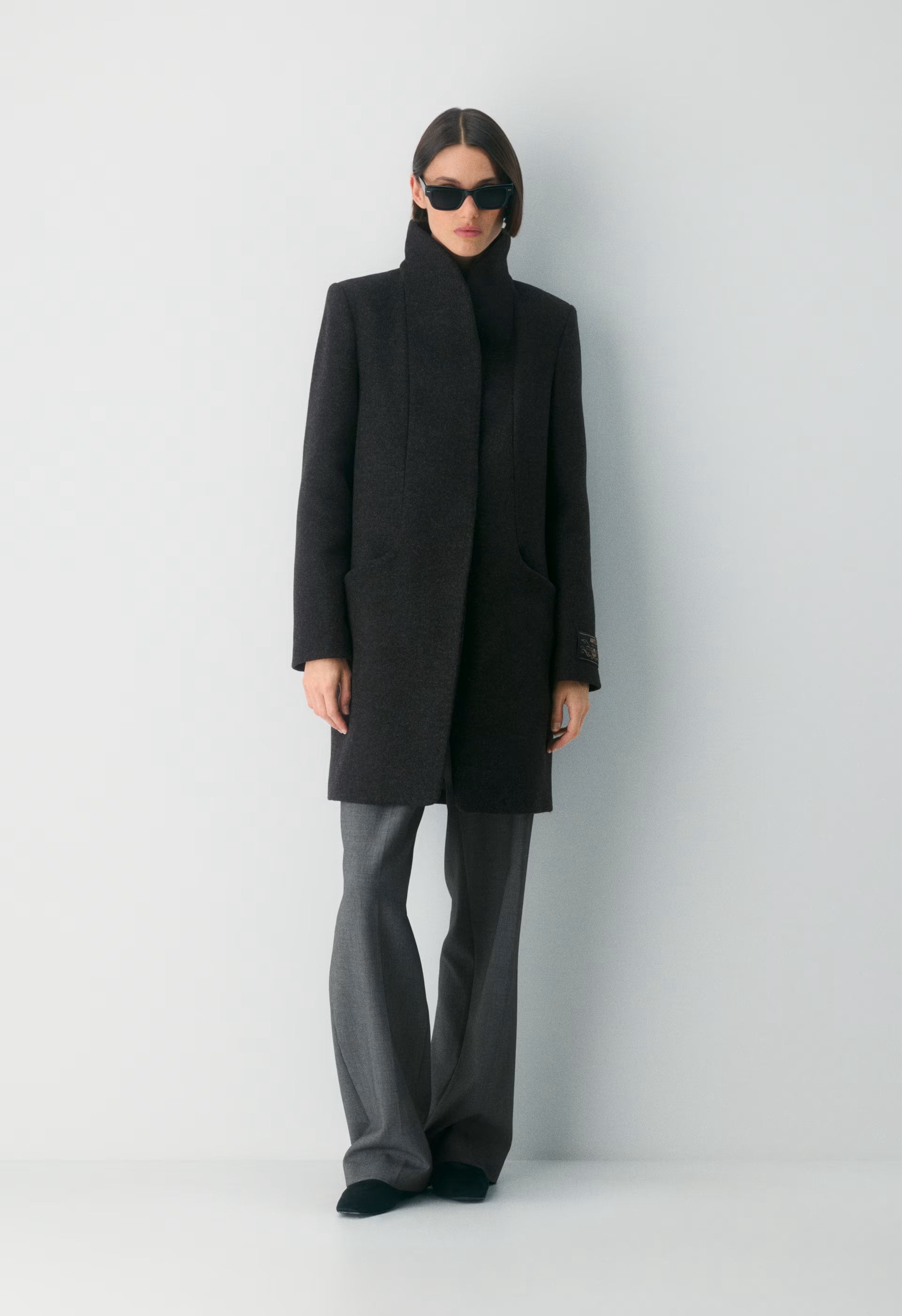 The Cocoon Coat - Luxe Wool Cashmere - HEATHER BLACK