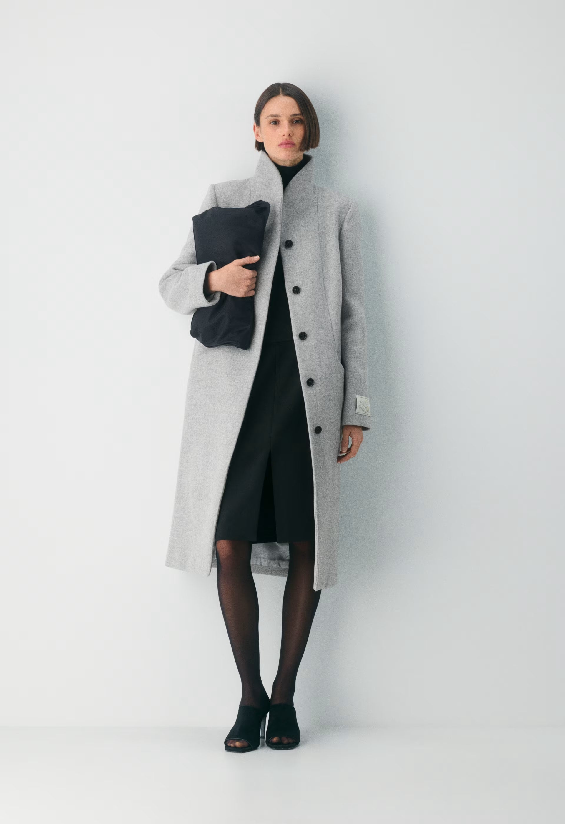 The Cocoon Long Coat - Luxe Wool Cashmere - HEATHER LIGHT GREY