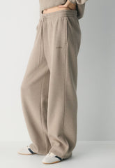 Cozy Sweatfleece Boyfriend Wide Sweatpant - HEATHER NOMAD TAUPE