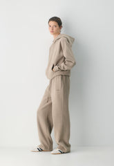 Cozy Sweatfleece Boyfriend Wide Sweatpant - HEATHER NOMAD TAUPE