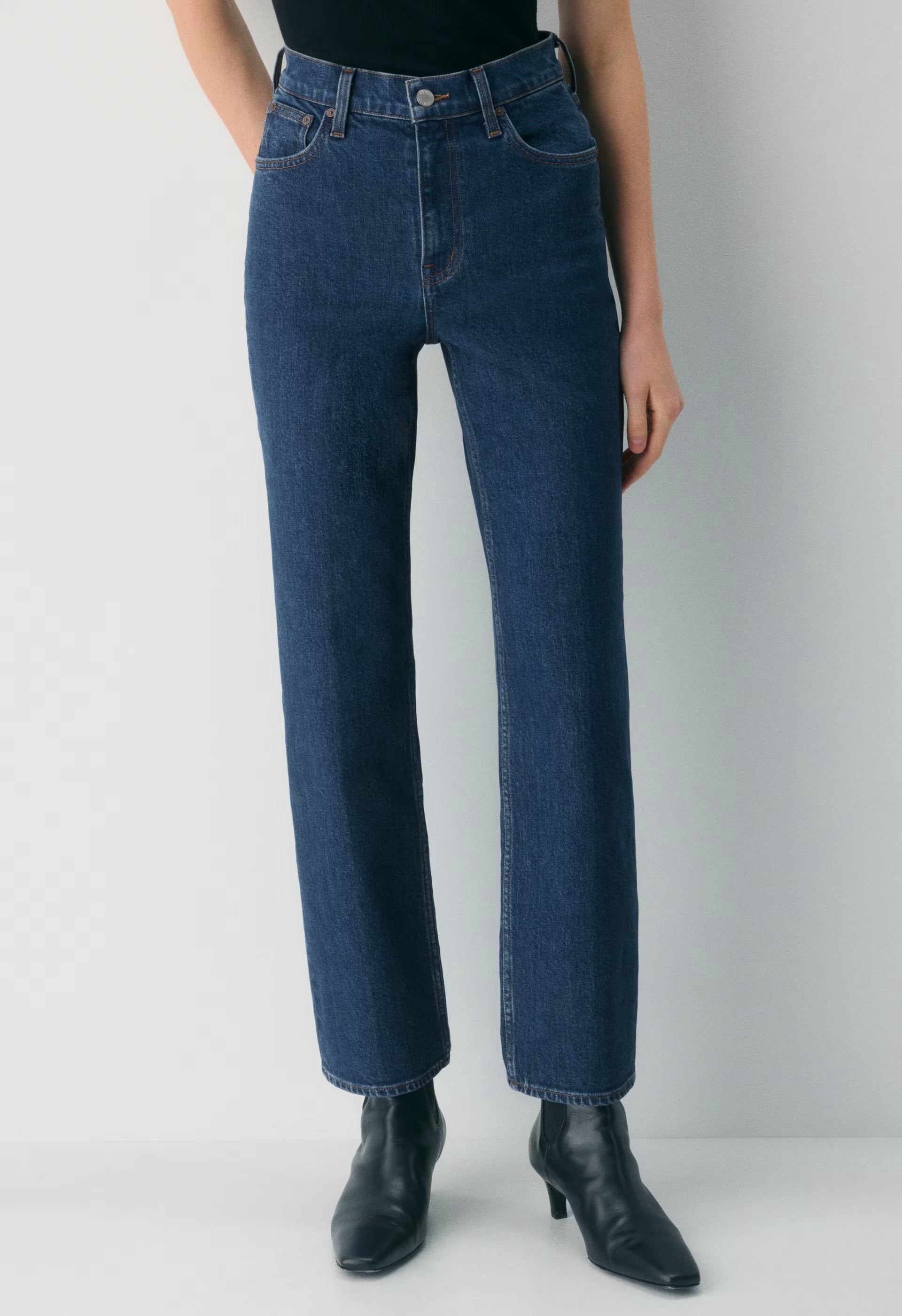 Denim Forum The Arlo Hi-Rise Straight Jean - BLEU IN THE DARK