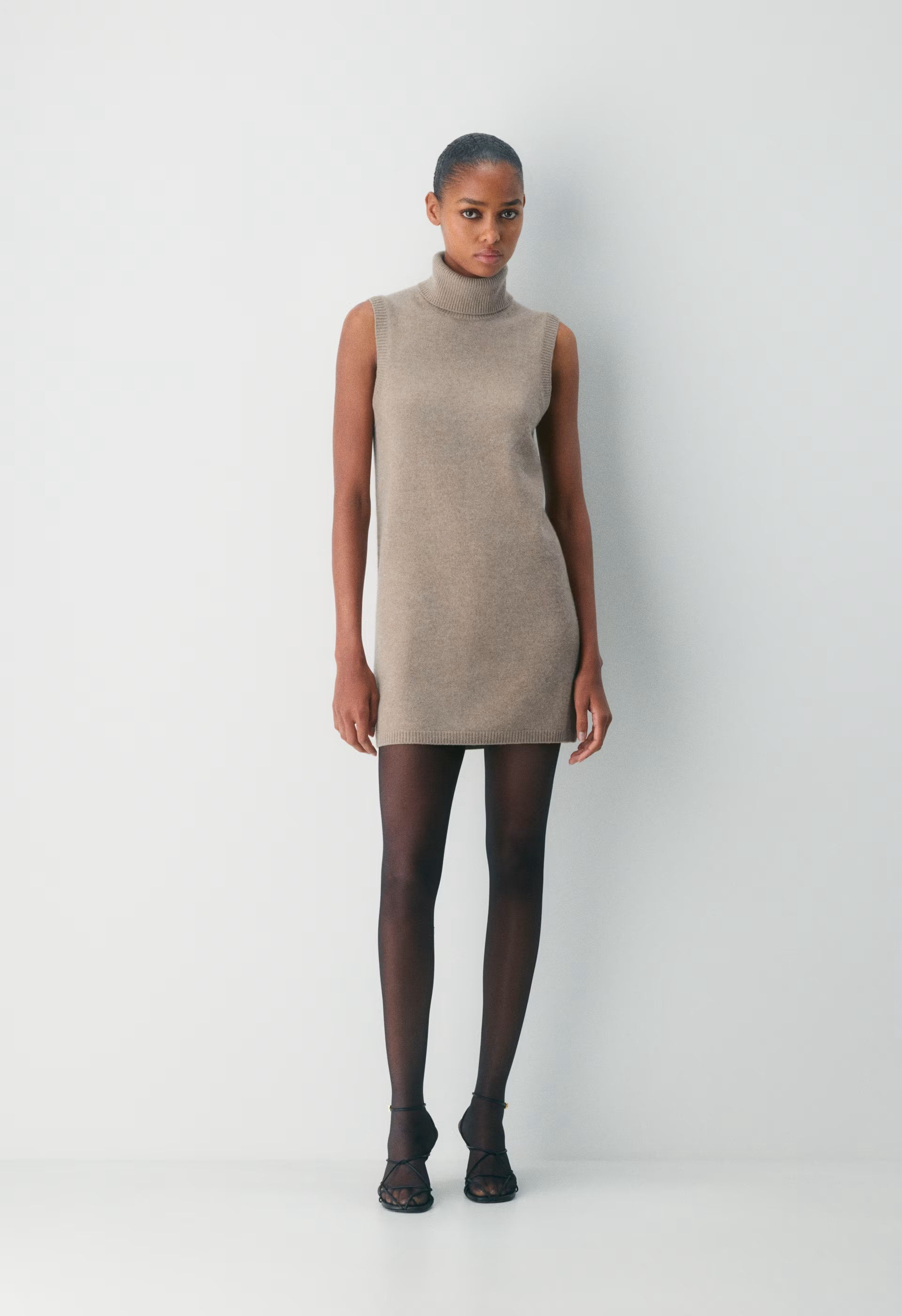 Essential Wool Cashmere Outline Dress - HEATHER NOMAD TAUPE