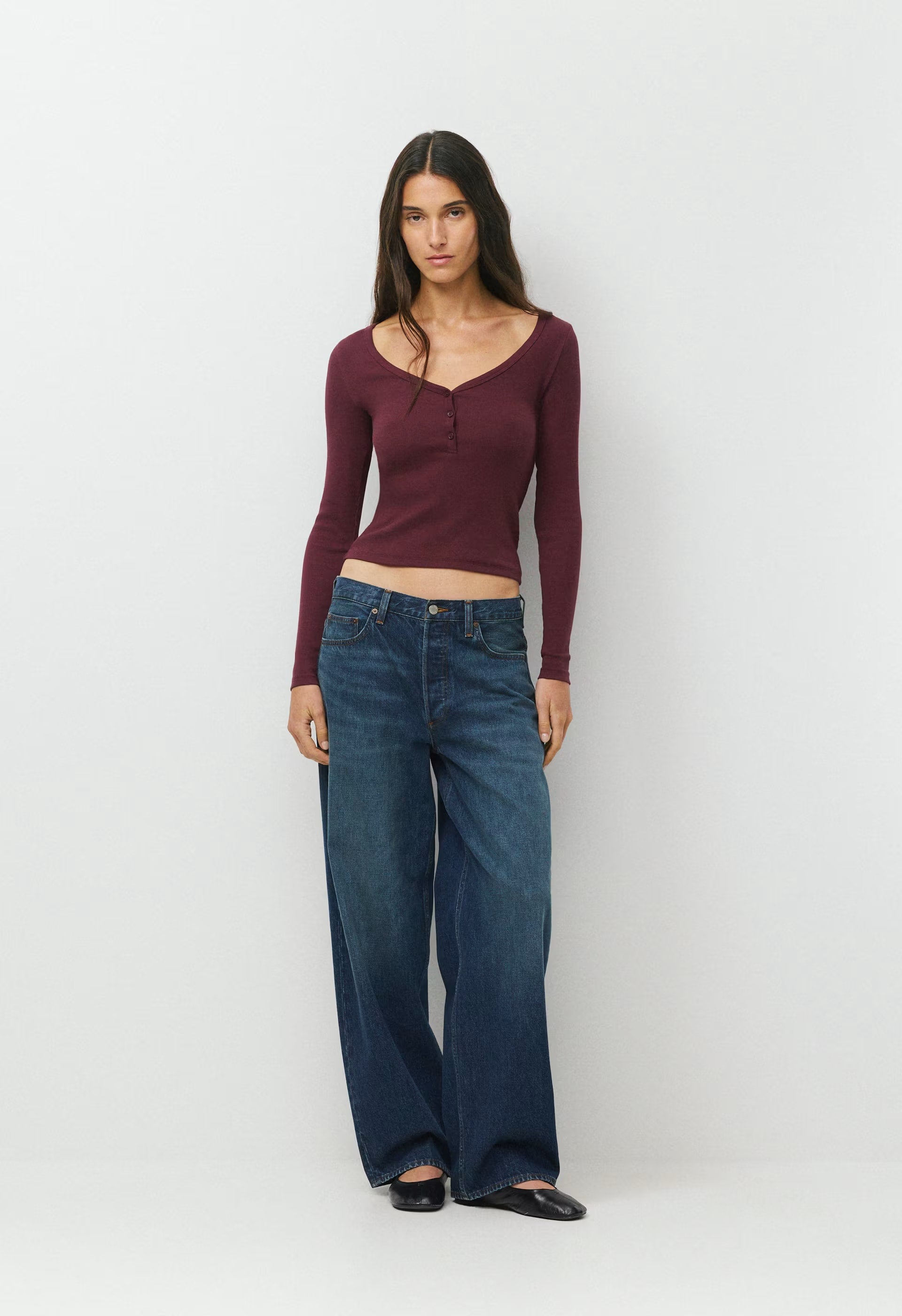 HomeStretch™ Rib Acoustic Henley - GALA PLUM