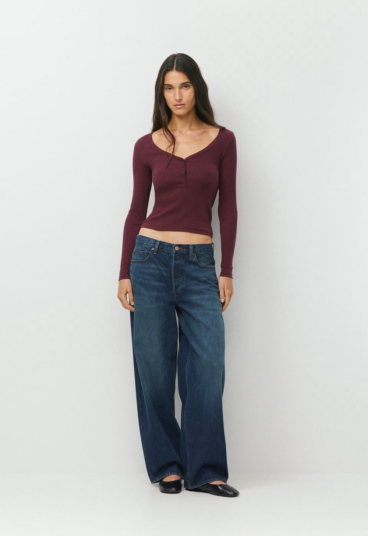 HomeStretch™ Rib Acoustic Henley - GALA PLUM