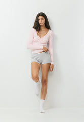 HomeStretch™ Rib Acoustic Henley - MAGNOLIA