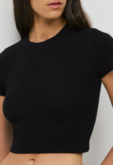 HomeStretch™ Rib Tune Waist T-Shirt - BLACK