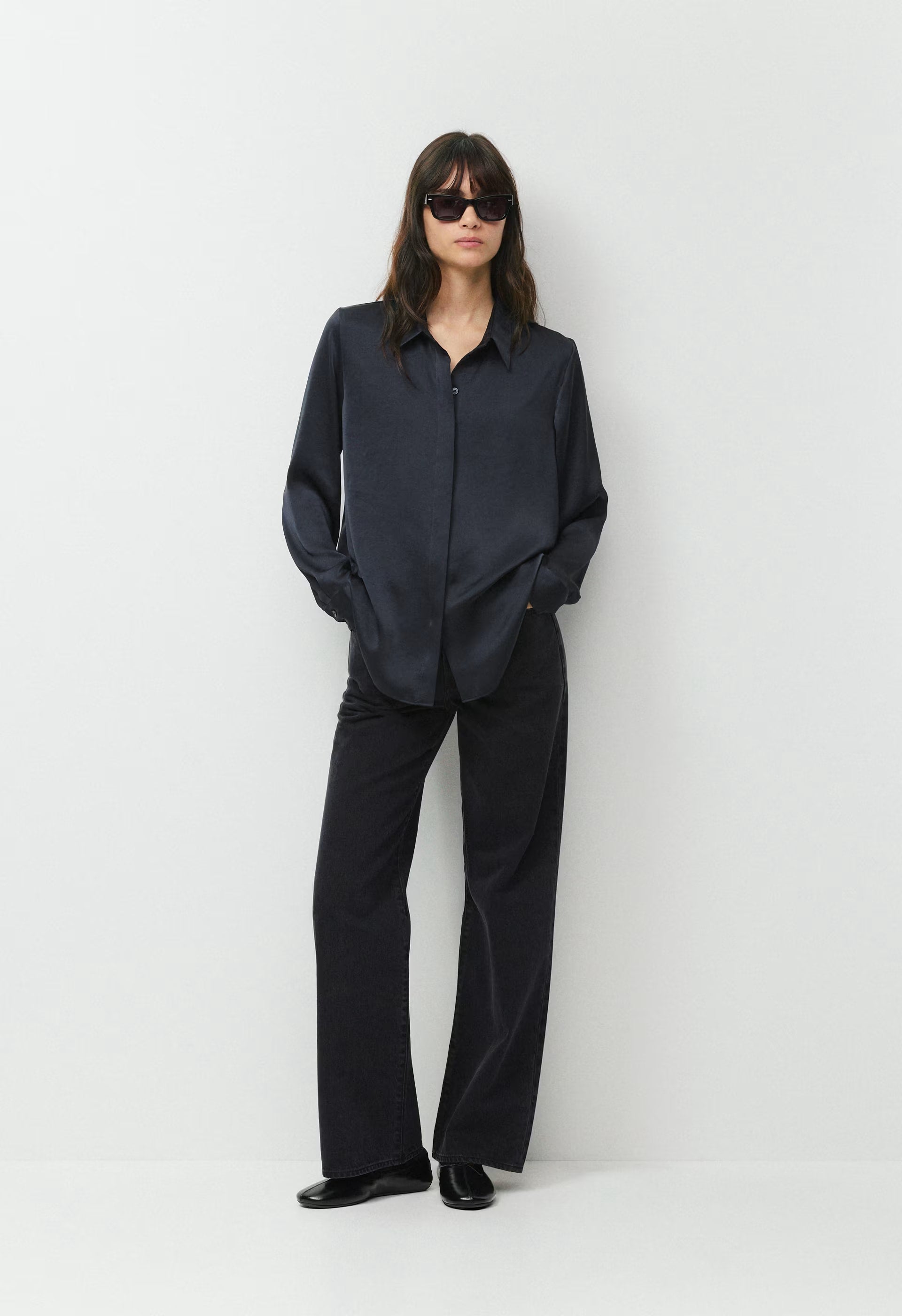 Baker Satin Shirt - DARK NIGHT NAVY